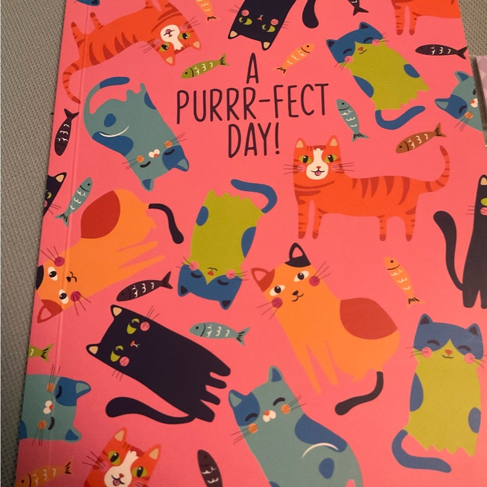 Karma Cat Journal Notebook 80 Pages Lined NEW Cat Keychain and Cat Sticky Notes